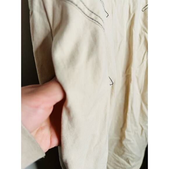 ROSETTA GETTY Beige Twill Cotton Short Sleeve Button Front Dress Size 6 - Picture 10 of 11